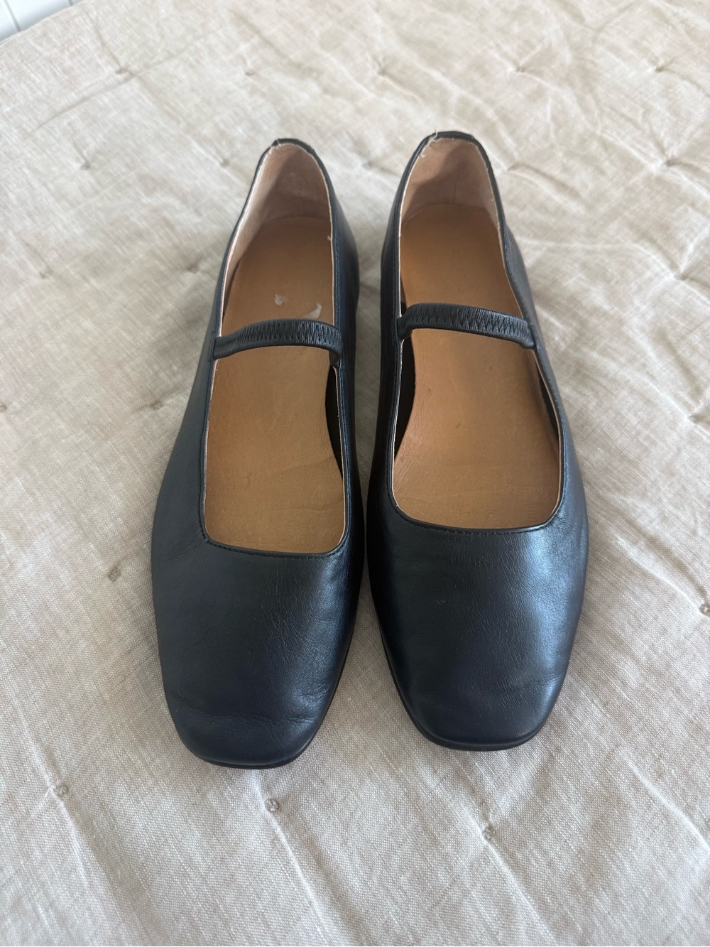 Madewell Greta Mary Jane Flat in Black Leather Size 6.5